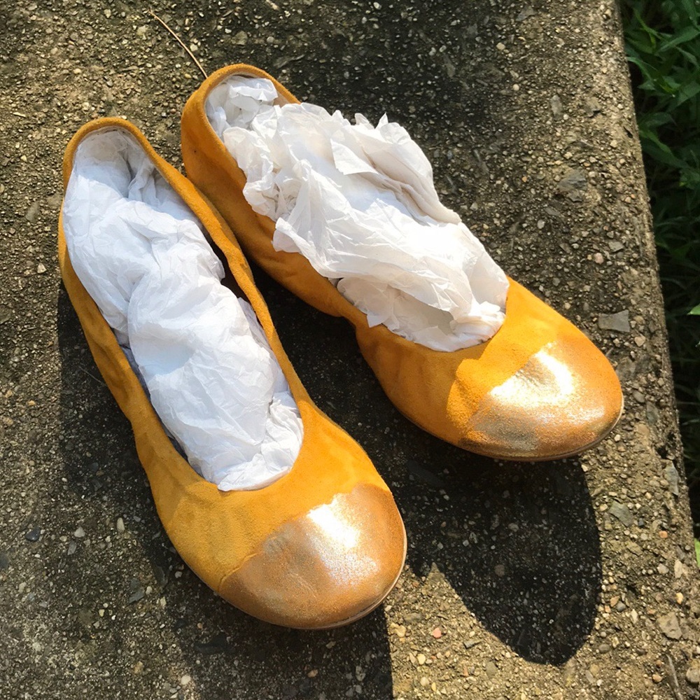 Gold-toe Italian Leather flats from Anthropologie